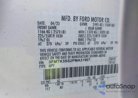 2023 Ford Mustang Mach-E Premium из США, поврежденный, VIN 3FMTK3SS2PMA31907